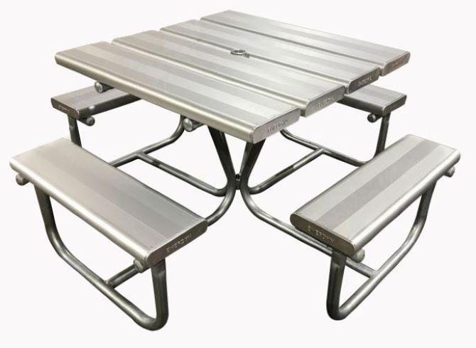 EM047 Parkland Square Combination Table and Benches, Aluminium and Umbrella Hole options.JPG
